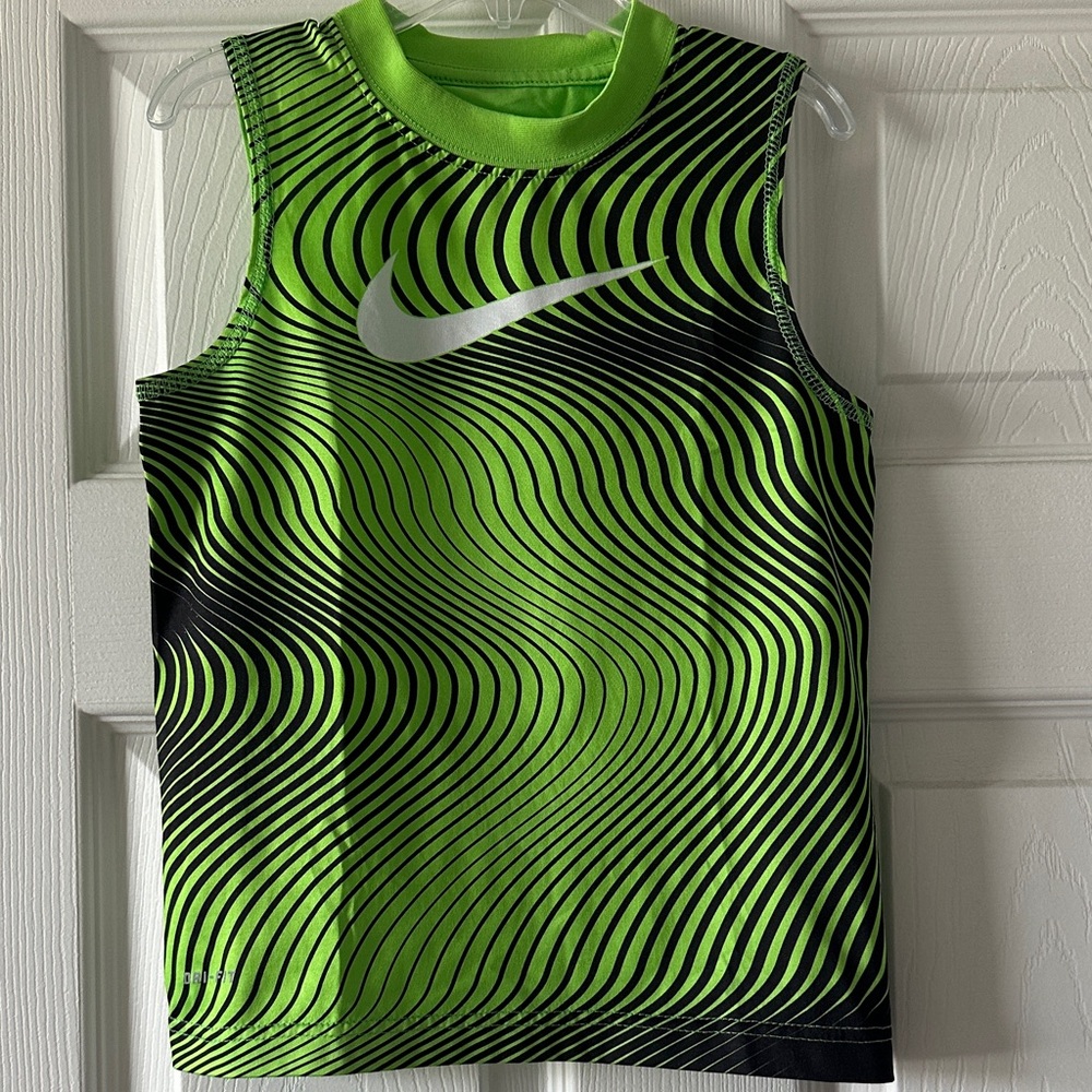 Nike Lime Green and Black Wave Pattern Tank